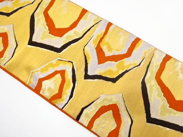 JAPANESE KIMONO / ANTIQUE FUKURO OBI / SILK / WOVEN ABSTRACT